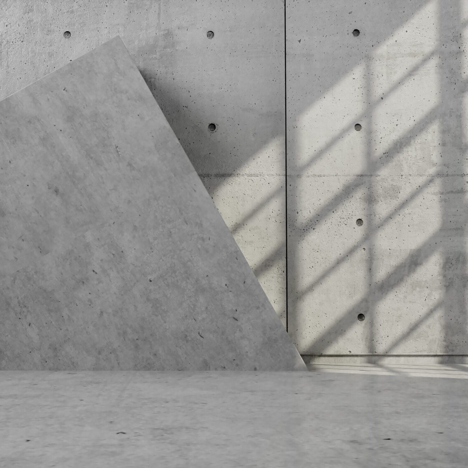 Abstract empty, modern concrete room with sunlight from a window. industrial interior background, 3D Rendering.